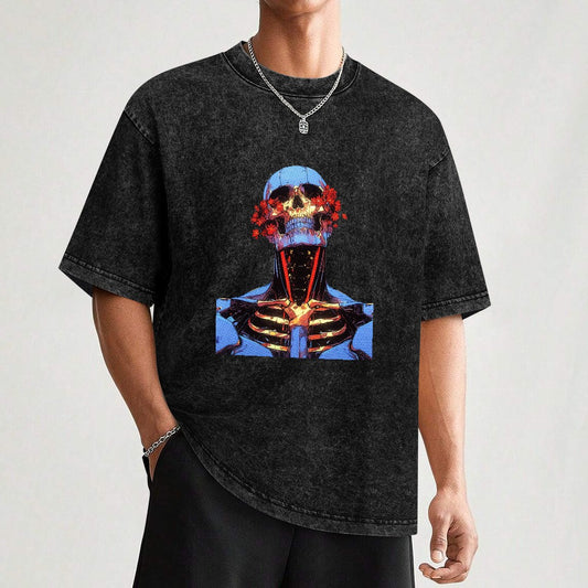 Skull and Flowers Oversized T-Shirt