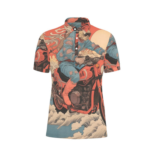 Blue Biker Stretch Polo Shirt
