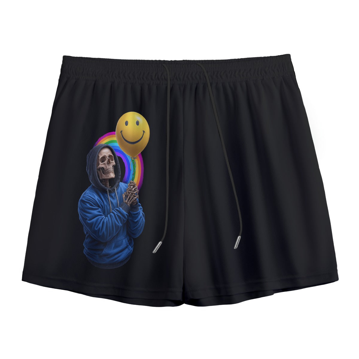 Happy Face Skull Mesh Shorts
