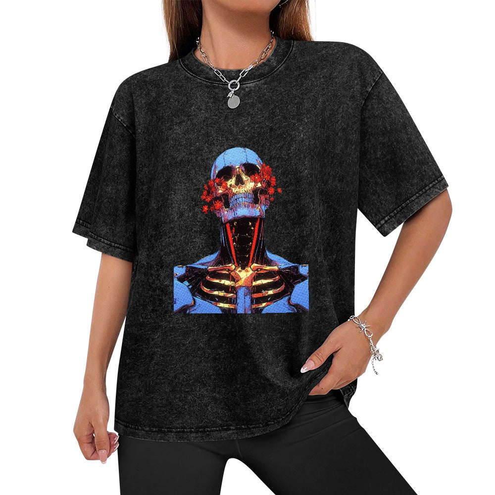 Skull and Flowers Oversized T-Shirt